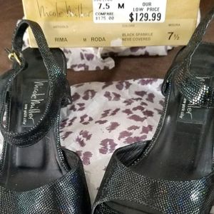 Nicole Miller Rima Black Sparkle Shoes Heels